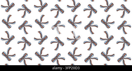 Striped ribbon bow seamless pattern. Cute vintage festive design. Coquette aesthetic. Vector print Stock Vector