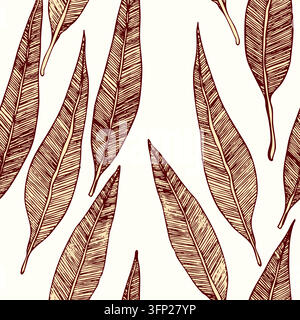Seamless pattern with eucalyptus. Exotic tropical vector hand drawn illustration. Decorative background with leaves eucalypt. Modern compositions for Stock Vector