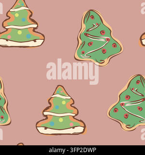 Tree Cookie Seamless Christmas Pattern Stock Vector