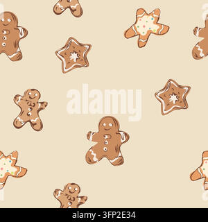 Gingerbread Cookies Seamless Christmas Pattern Stock Vector