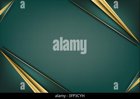 Abstract Green and Gold Gradient Metallic Background Luxury Elegant Flowing Texture Stock Vector