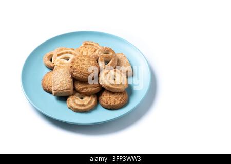 Assorted butter cookies isolated on white background Stock Photo