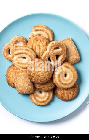 Assorted butter cookies isolated on white background Stock Photo