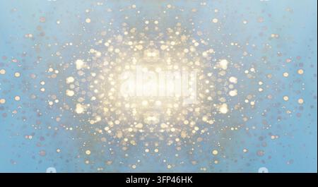 Abstract light bokeh glowing brightly against a soft blue background, creating a magical and dreamy atmosphere full of shimmering particles. Stock Photo