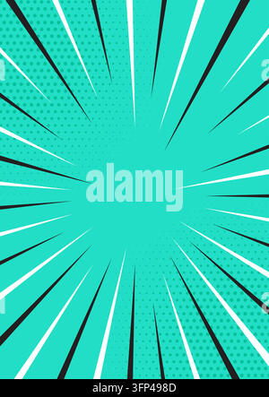 A dynamic and energetic comic book style background featuring exploding speed lines in black and white bursting outward from the center. Set against a Stock Vector