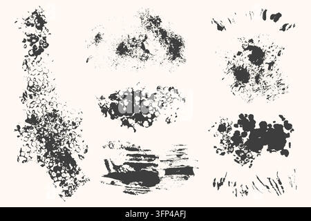Graffiti ink grunge shapes set of black smudge spray or paint stain ...