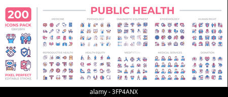 Public health colorful icons set collection Stock Vector