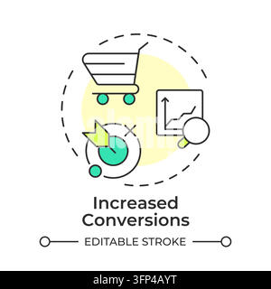 Increased conversions flat linear concept icon Stock Vector