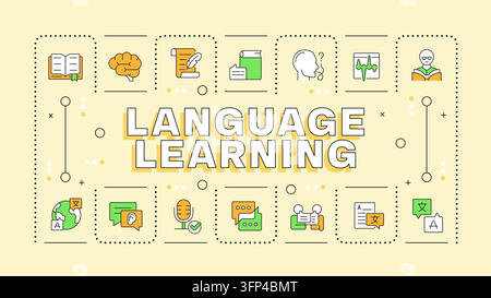 Language learning concept banner Stock Vector