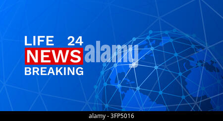 Breaking News Alert with Global Network Background, perfect for media and digital communication. Vector illustration. Stock Vector