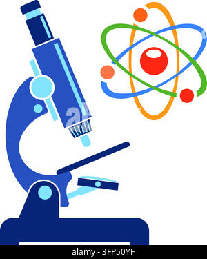 Education Flat Icon Set for Flyer, Poster, Web Site Like Microscope and Atom. Stock Vector