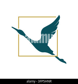 Minimalist Aesthetic Heron Stork Swan Animal Icon Symbol Graphic Vector Illustration For Luxury Hotel Wellness Spa Creative Corporate Business Brandin Stock Vector