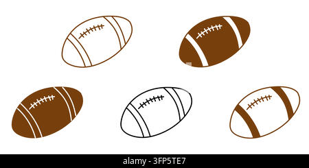 A set of American soccer ball icons in different styles, vector illustration. For sports branding, logos of sports teams, posters for games, graphics Stock Vector