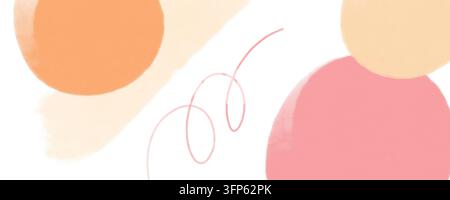 Hand painted watercolor pastel abstract banner background, pink orange yellow light color simple art top view Stock Photo