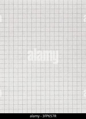 Seamless notebook grid pattern on white paper sheet, ideal for architectural plans, engineering projects, and vintage technical blueprint backgrounds Stock Photo