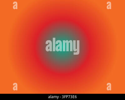 Abstract radial gradient on orange background. Center features teal blending to red. Stock Vector