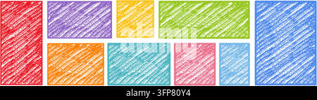 Hand drawn poster frame collection with rough crayon borders, sketchy rectangular outlines and decorative speech bubble shapes for posters, social med Stock Vector