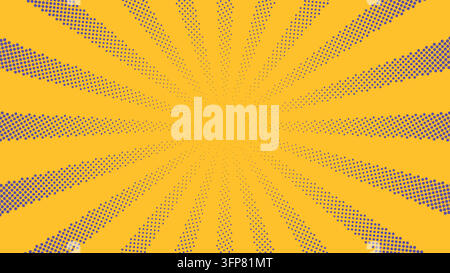 Abstract Purple Halftone Burst Background with Radiating Dotted Lines, Dynamic Pop Art Sunburst Pattern, Retro Comic Style Texture for Posters, Banner Stock Vector