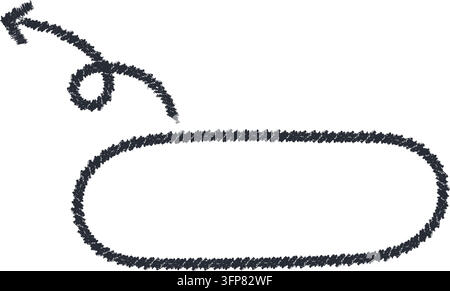 Hand drawn oval speech bubble with looping curved arrow, rough pencil sketch callout for notes, messages, captions, annotations and creative design Stock Vector
