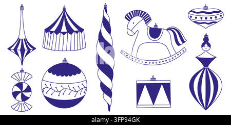 Vintage Christmas Ornaments set Stock Vector
