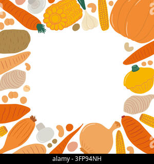 Autumn Vegetable Vector Border Frame Stock Vector