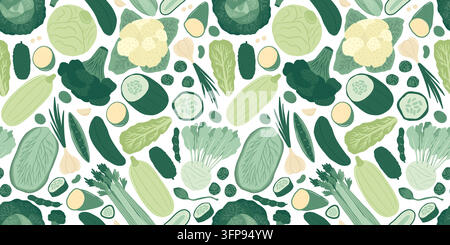 Green Vegetable Vector Seamless Pattern Stock Vector