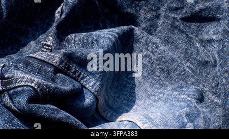 Dark Blue Denim Jeans Fabric Texture Background Stock Photo