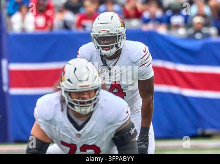 Arizona Cardinals running back Jeremiah Love (4) resting on the bench ...