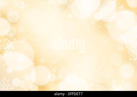 A Christmas background with bokeh and small snowflakes Stock Photo