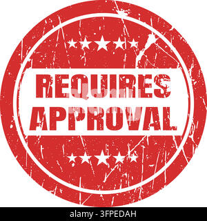 Red grunge rubber stamp style graphic featuring bold white typography for administrative status and office document marking. Stock Vector