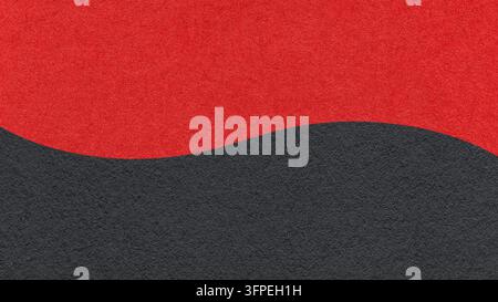 Black Friday sale banner template with copy space, red and black paper texture background with horizontal curved wavy split. Stock Photo