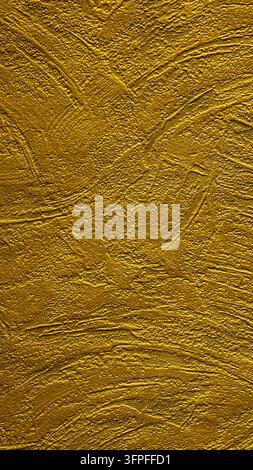 Golden yellow textured surface with swirling patterns and abstract relief Stock Photo