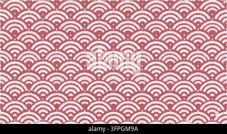 Japanese Traditional Oriental Seigaiha Wave Pattern Halftone Dither Vector Background Stock Vector