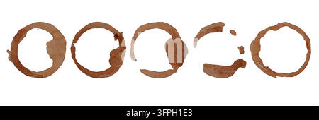 Stains of coffee cup. Set of watercolor marks isolated on white background Stock Vector