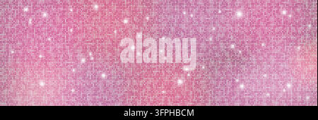 Rose gold shimmer background and sequin panel, mosaic disco party bg, shine glitter grid texture, mirror strass ball. Vector pink sparkling tile surface with bright glimmer, luxury dance club backdrop Stock Vector