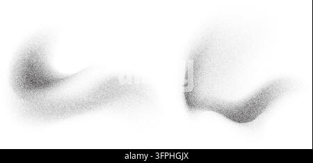 Black grain texture, charcoal splashes, dark sand abstract stipple shapes. Stock Vector