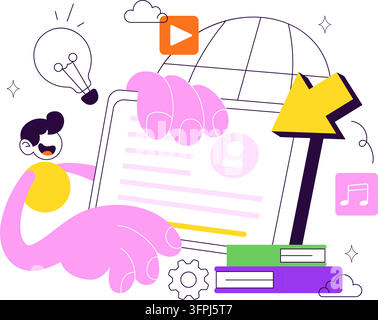 World Computer Literacy Day Vector Illustration featuring Digital Education, Online Learning, Technology Skills, and Computer Knowledge Stock Vector