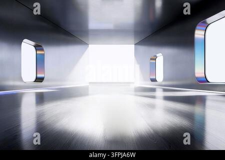 Blank Pedestal Podium in Minimalist Studio Setting for Product Presentation,  Luxury Abstract Background with Smooth Shadows for Premium Product Place Stock Photo