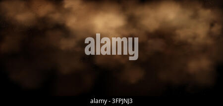 Parcticles Dusty brown smoke clouds with flying sand particles isolated on black ...
