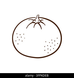 Mandarin fruit in simple line art style. Citrus produce. Healthy eating and fresh food. Minimal botanical illustration. Fruit icon. Stock Vector