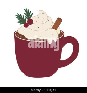 Hand-drawn Christmas hot chocolate Stock Vector