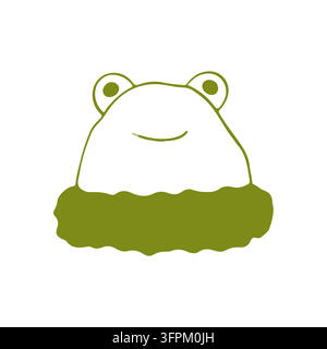 Cute frog wearing a hat and scarf. Whimsical animal character illustration. Fashion accessory design. Simple green vector art in flat style. Stock Vector
