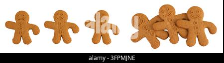 Gingerbread man isolated on white background. Top view. Flat lay. Stock Photo