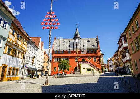 View of the town hall building of the city of Ochsenfurt. Stock Photo