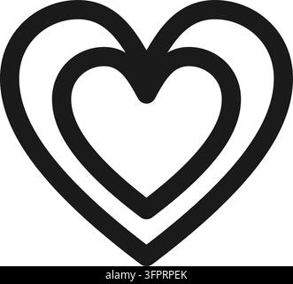 Double heart line icon in thin outline style with editable stroke. Simple vector illustration isolated on white background. Stock Vector