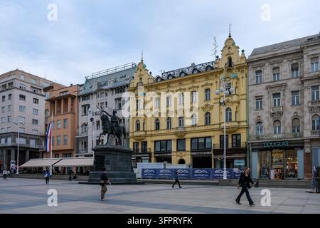 Ban Josip Jelacic Statue on Ban Josip Jelacic Square, Zagreb, Croatia Stock Photo