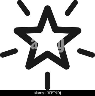 Glowing star line icon in thin outline style with editable stroke. Simple vector illustration isolated on white background. Stock Vector