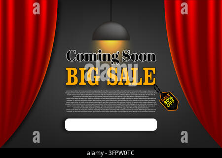 Sale Event Flyer Template with Red Curtains Elegant Retail Promotion Poster Design Stock Vector
