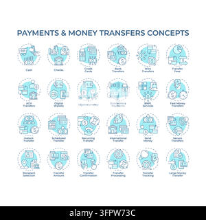 Cash monochrome blue concept icon Stock Vector