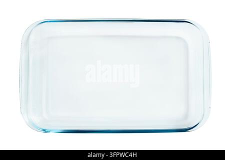 Empty glass baking dish isolated on white background Stock Photo